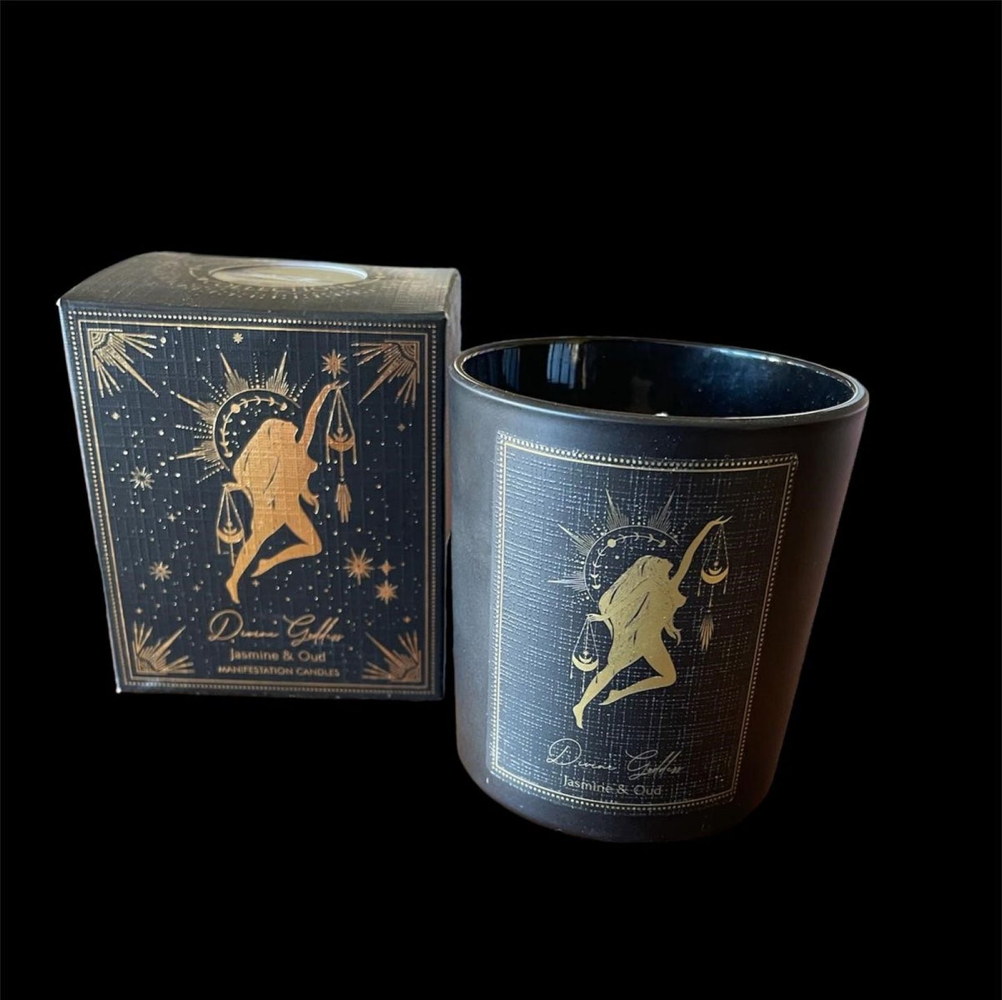 CANDELA ESOTERICA GELSOMINO E OUDH CON GIADA VERDE