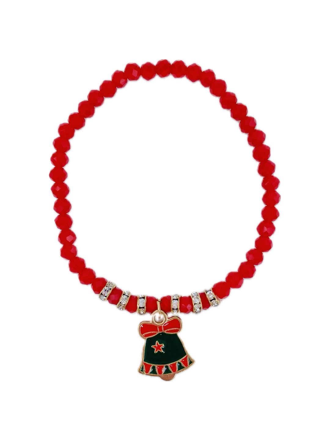 Bracciale Cristalli Rossi e Charm Natalizio Elasticizzato ❤️
