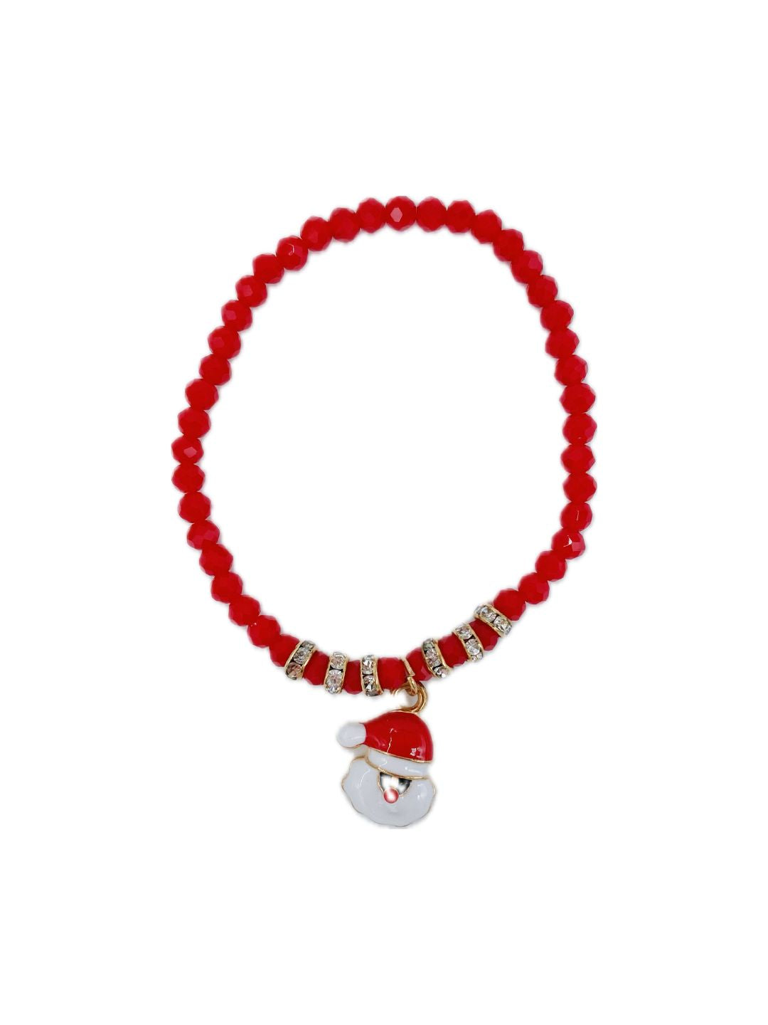 Bracciale Cristalli Rossi e Charm Natalizio Elasticizzato ❤️