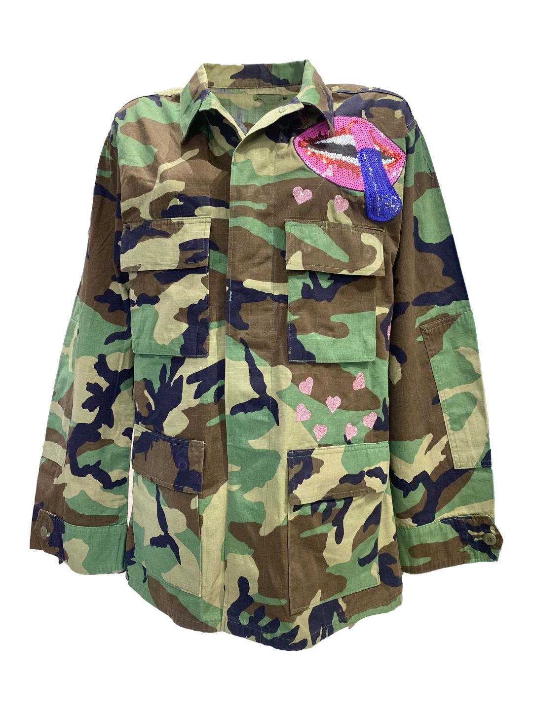 GIACCA MILITARE VINTAGE Cuore Bandana Fucsia Mod.1 Ribes of LOVE