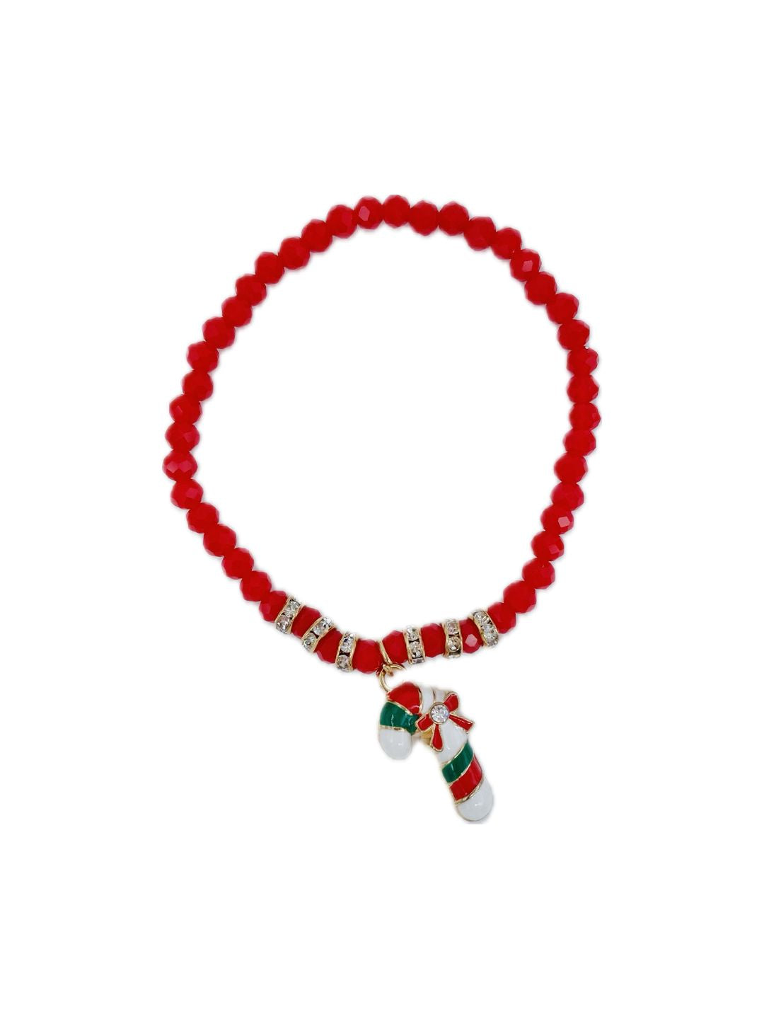 Bracciale Cristalli Rossi e Charm Natalizio Elasticizzato ❤️