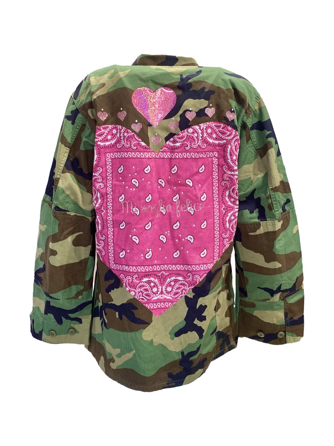 GIACCA MILITARE VINTAGE Cuore Bandana Fucsia Mod.1 Ribes of LOVE