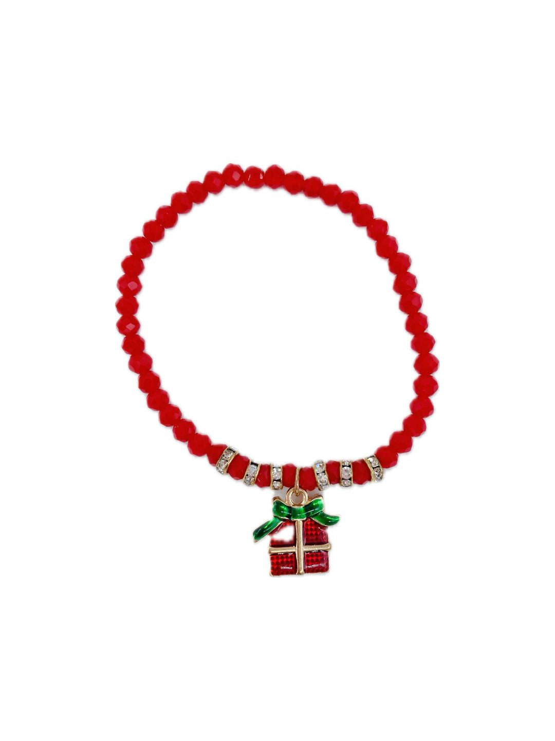 Bracciale Cristalli Rossi e Charm Natalizio Elasticizzato ❤️