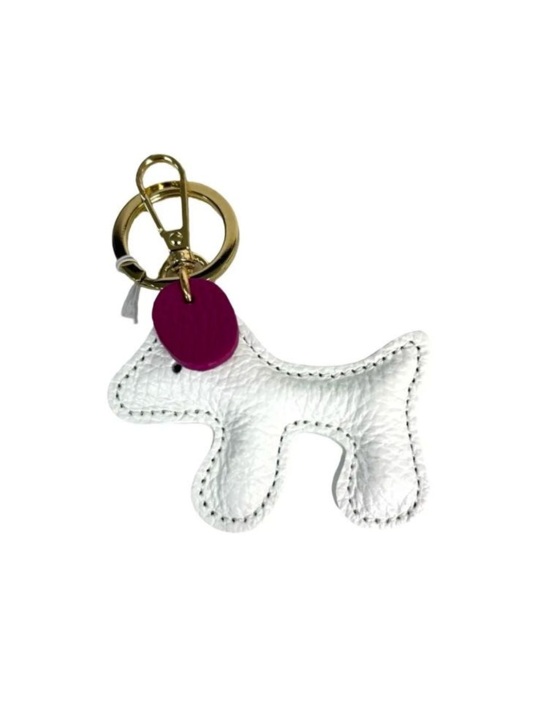 CANE PORTACHIAVI IN PELLE BIANCO 19635