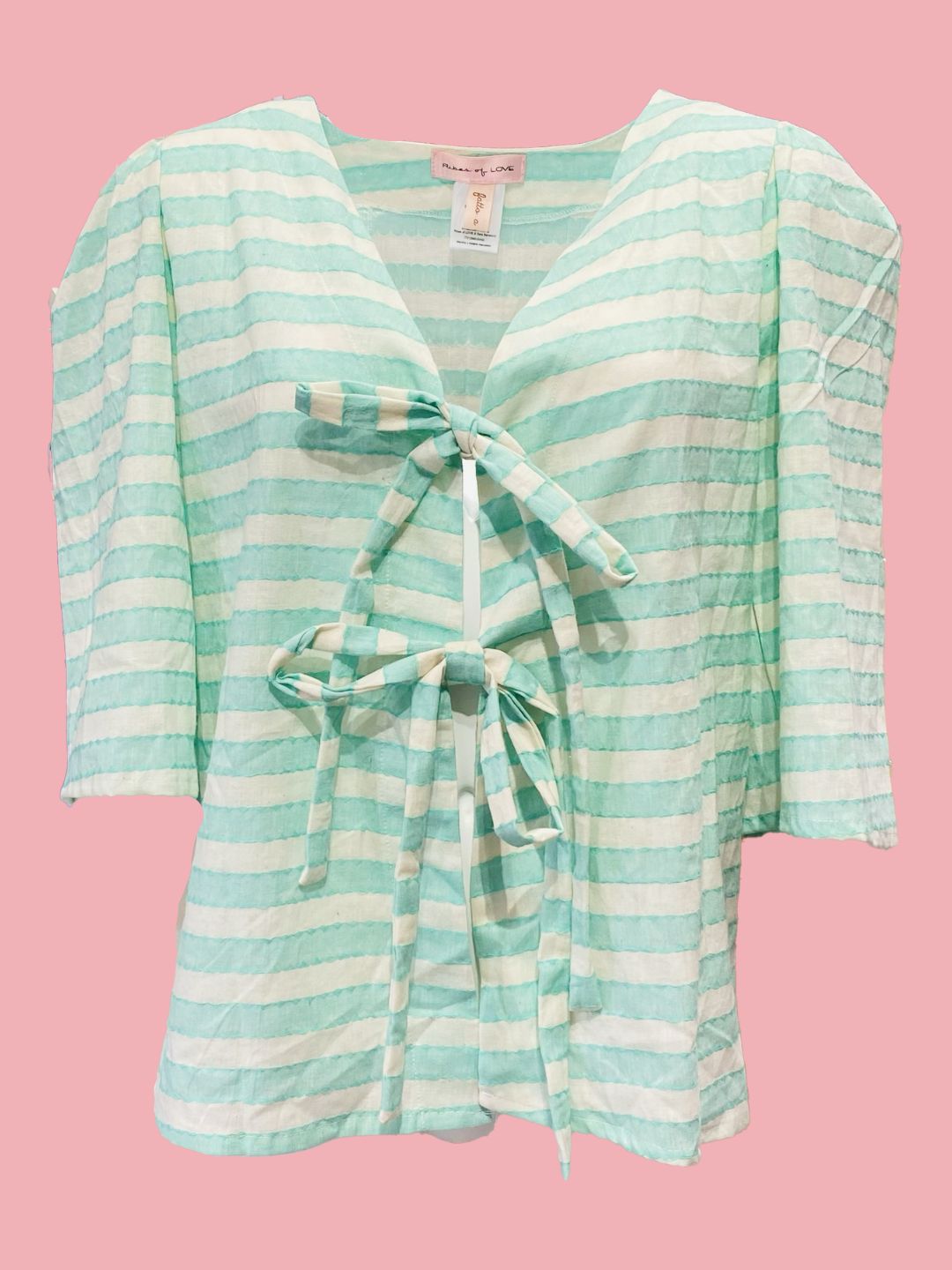 Camicia Fiocchi Scollo a V righe verdi Ribes of LOVE