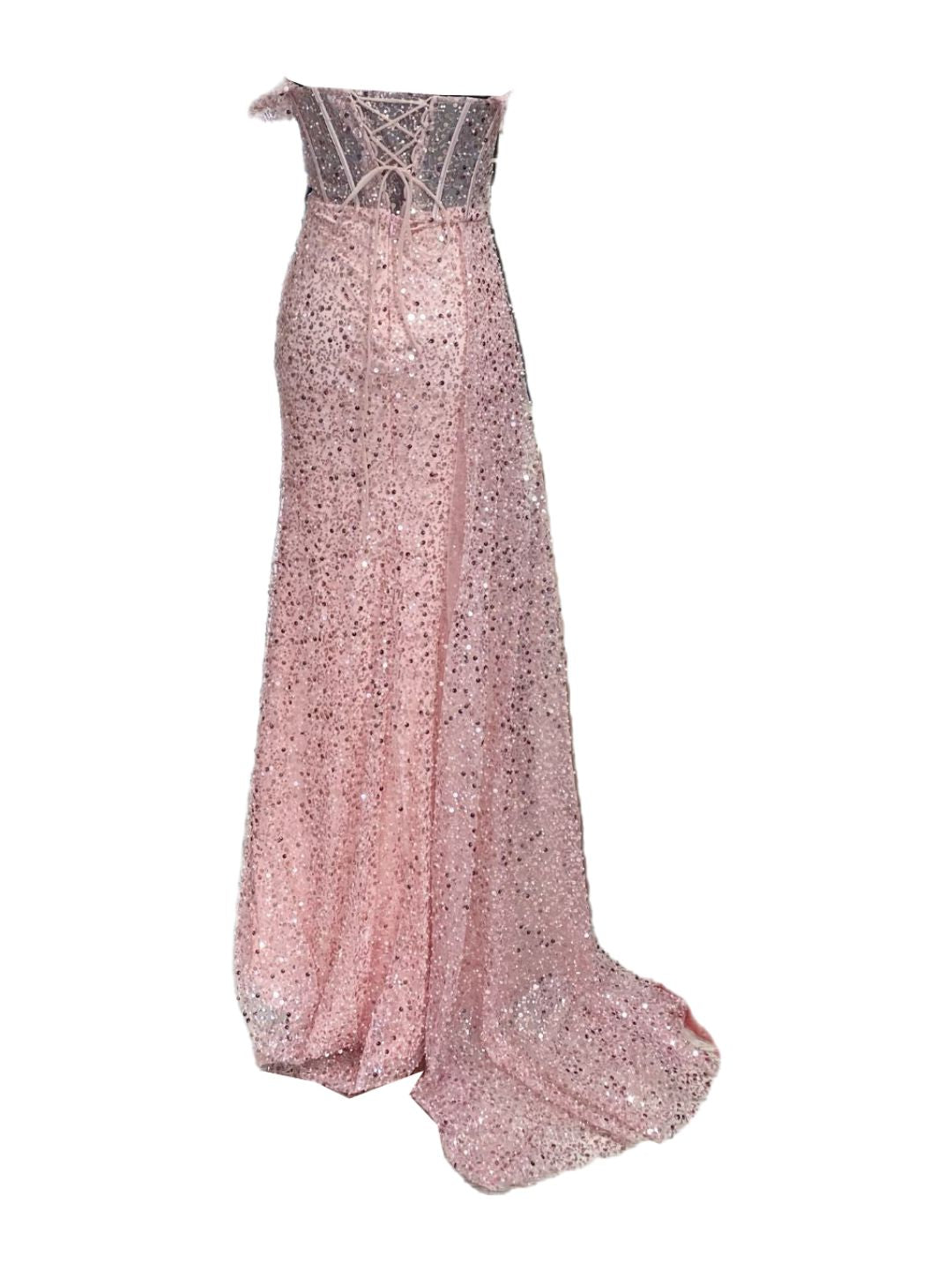 ABITO DA CERIMONIA ELEGANTE PAILETTES ROSA 8013