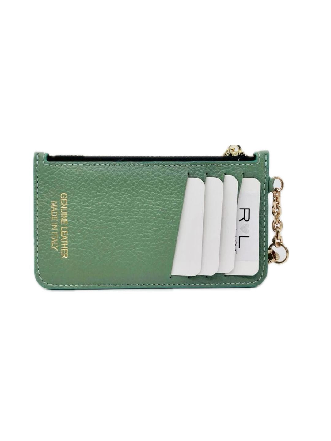 PORTACARTE CON MOSCHETTONE IN PELLE MENTA SCURO 135