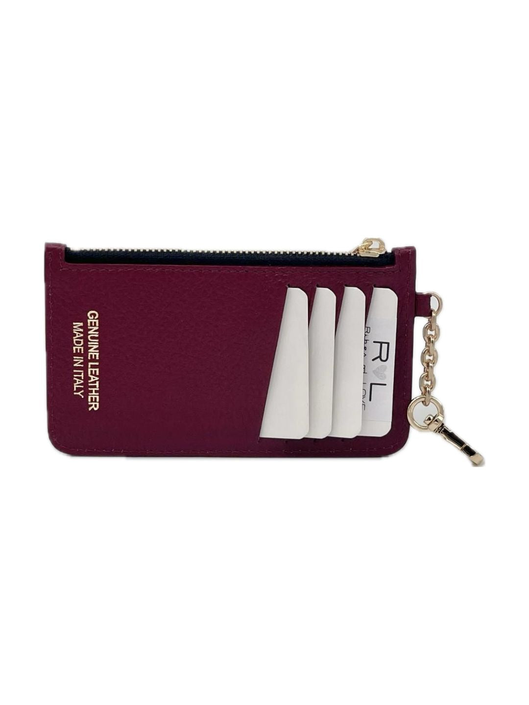 PORTACARTE CON MOSCHETTONE IN PELLE BORDEAUX 135