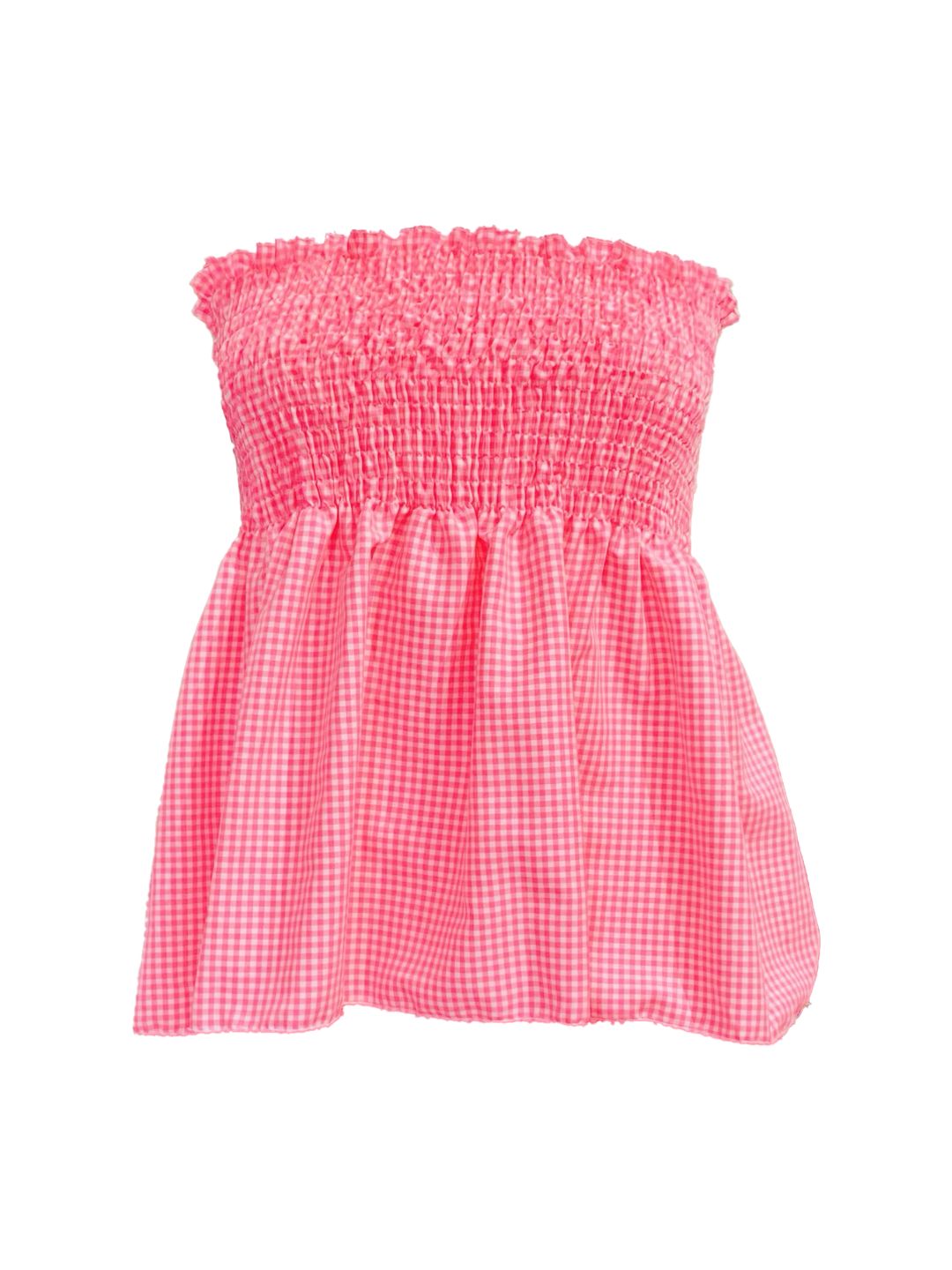 TOP Vichy Punto Smock Galetta Rosa Fluo Ribes of LOVE