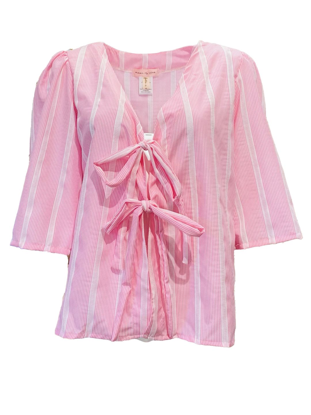 Camicia Fiocchi Scollo a V vichy Rosa Ribes of LOVE