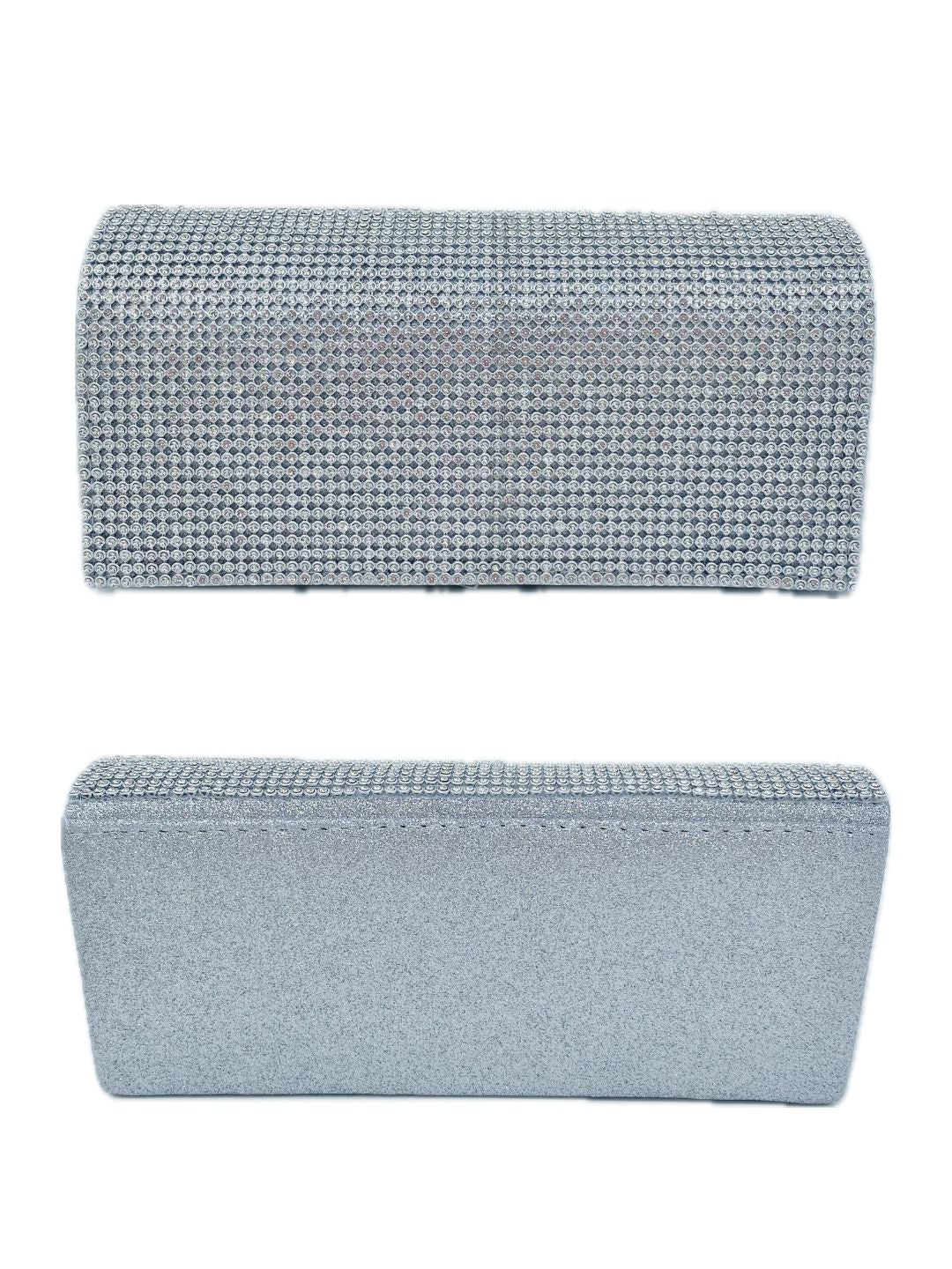 MINI POCHETTE GLITTER E STRASS ARGENTO 2108