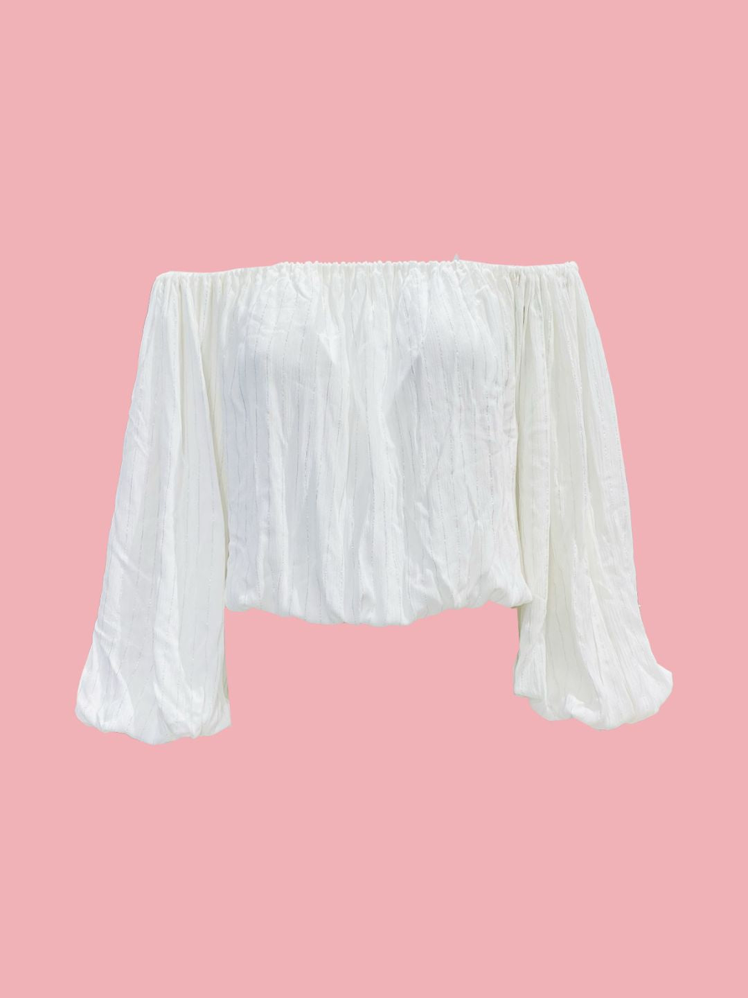 TOP Puffy Ribes of LOVE – Bianco con Righe in Lurex