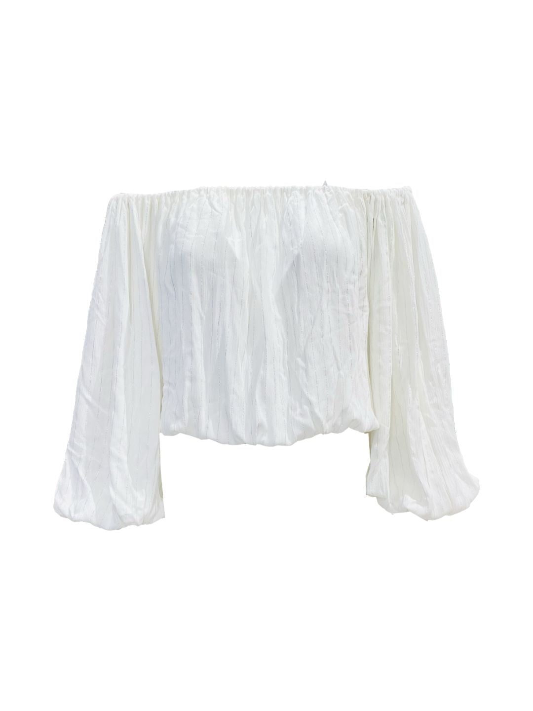 TOP Puffy Ribes of LOVE – Bianco con Righe in Lurex