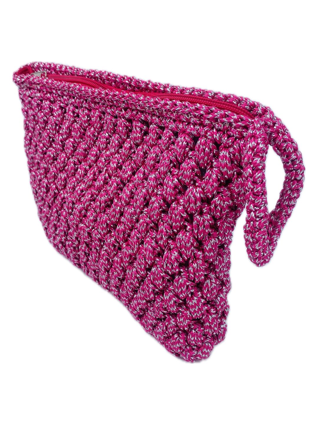 POCHETTE UNCINETTO Fucsia e argento lurex