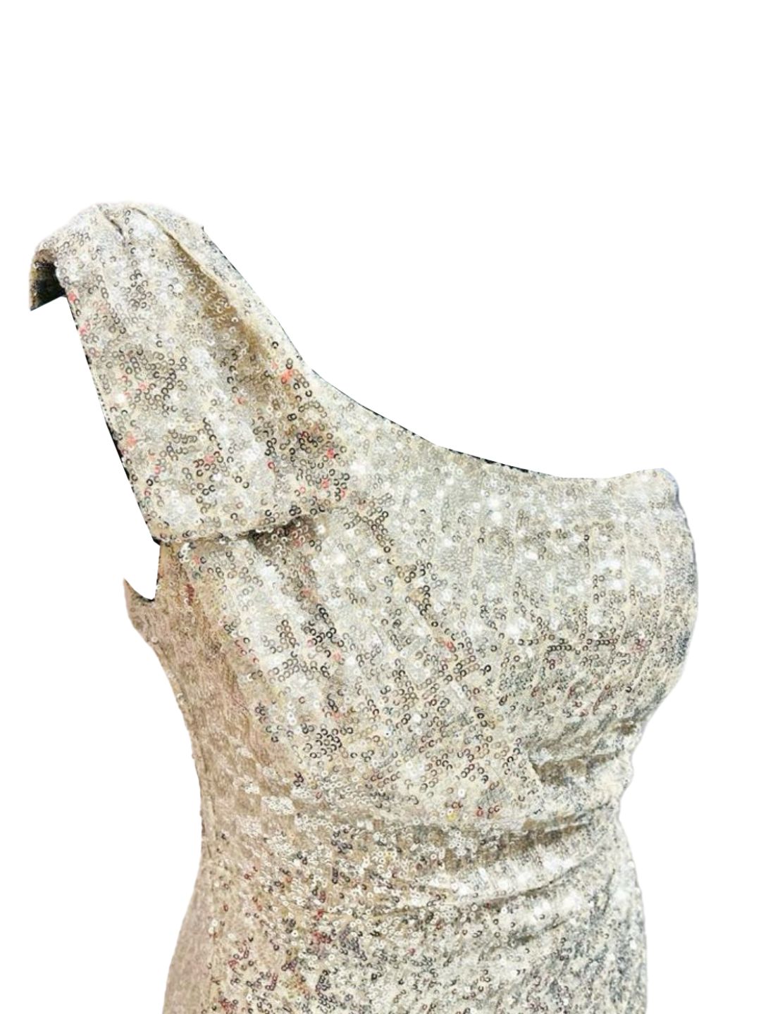ABITO CERIMONIA MONO SPALLA PAILLETTES ARGENTO 19565