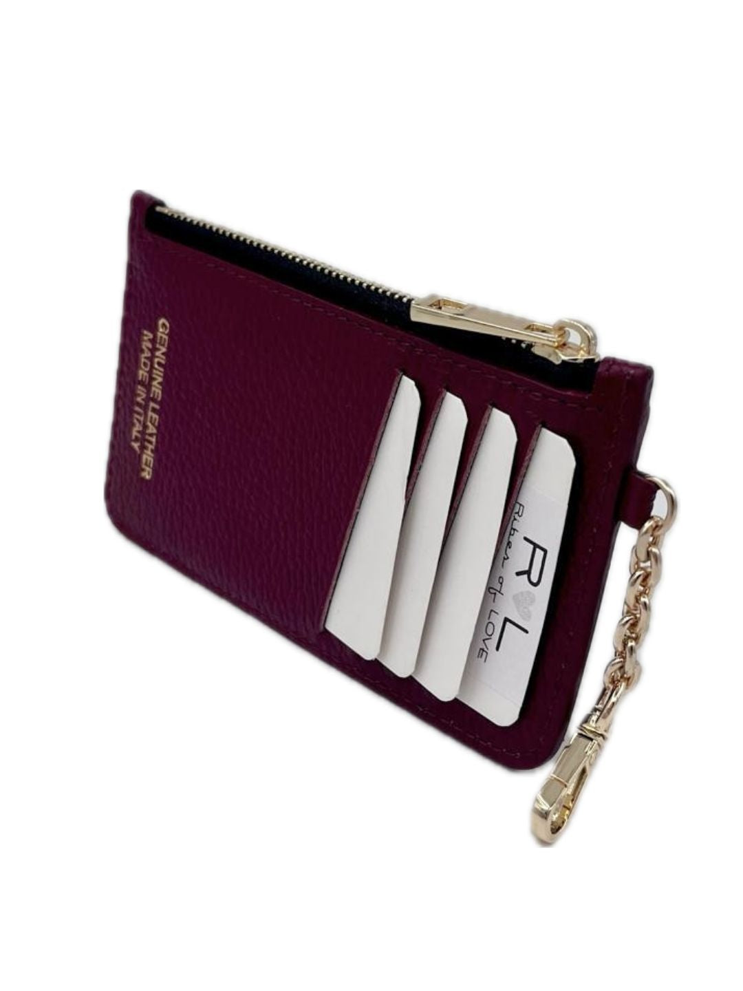 PORTACARTE CON MOSCHETTONE IN PELLE BORDEAUX 135