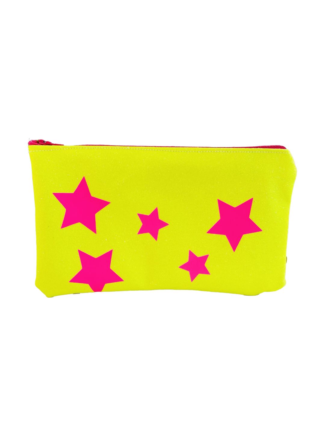 POCHETTE GLITTER GIALLO FLUO Stelle Fucsia Ribes Of LOVE