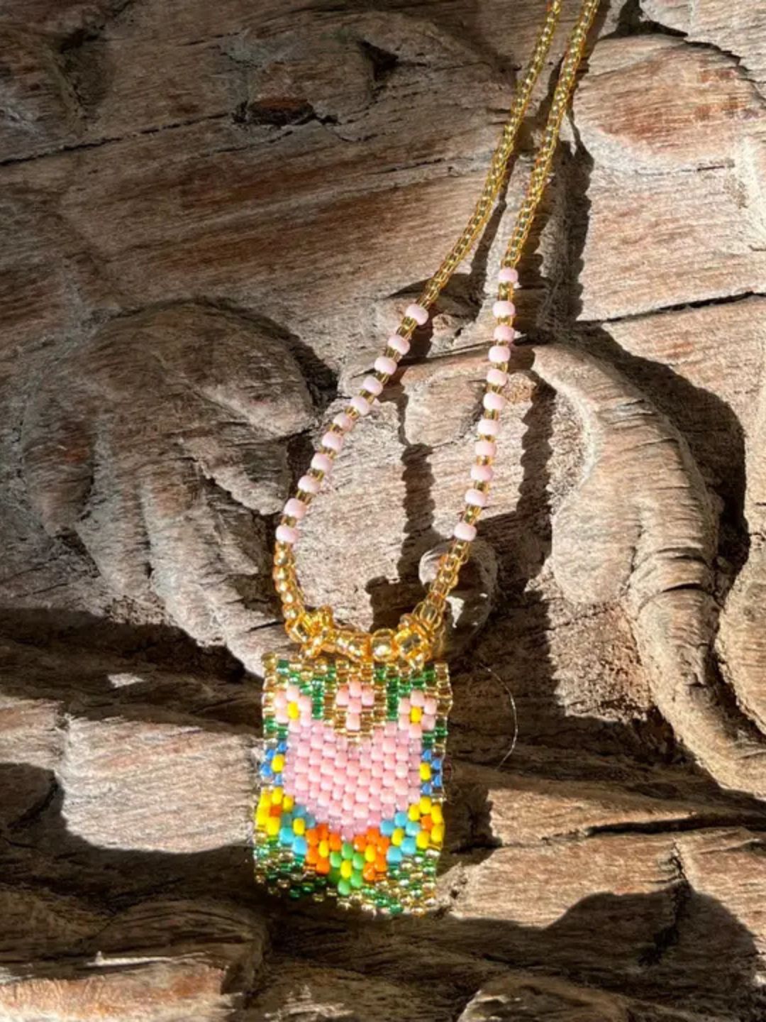 COLLANA CON PERLINE MIYUKI – CUORE ROSA BOHO CHIC