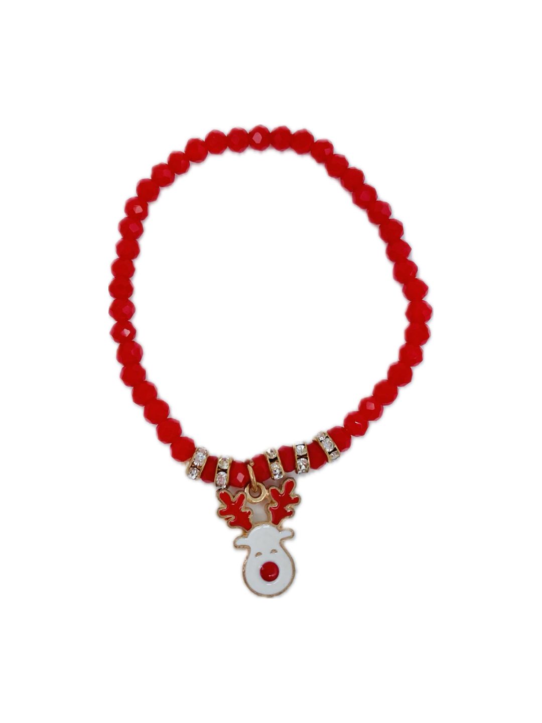 Bracciale Cristalli Rossi e Charm Natalizio Elasticizzato ❤️