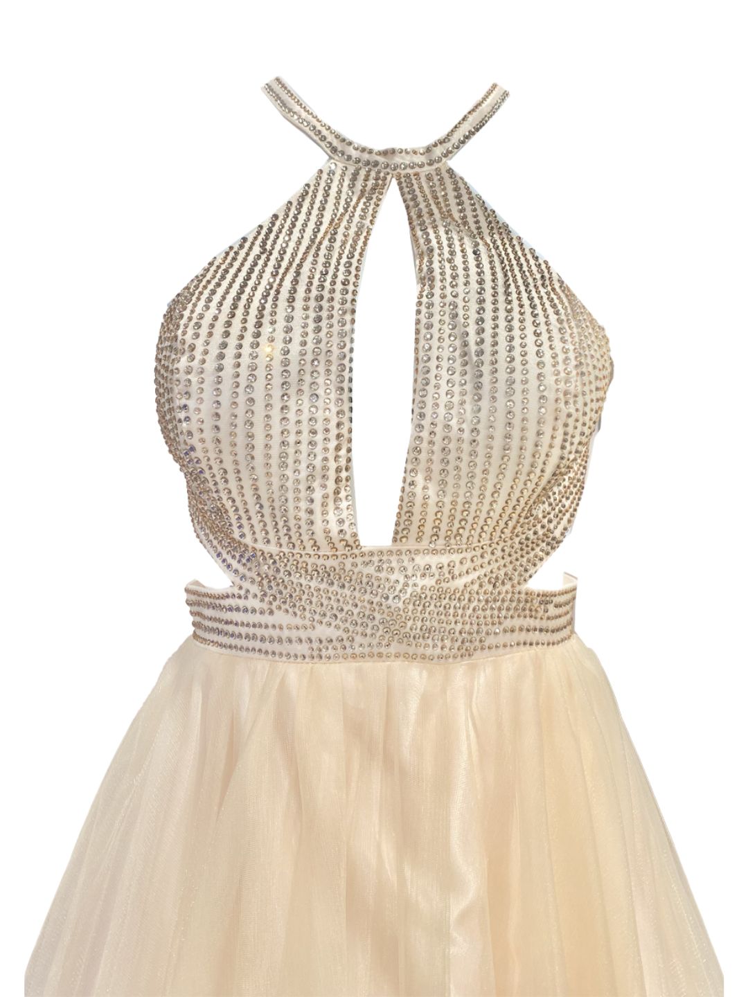 ABITO CERIMONIA Strass e Tulle Oro 722