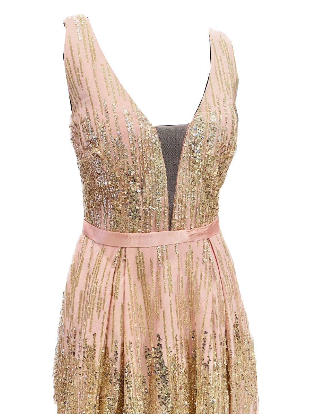 ABITO DA CERIMONIA ROSA CON PAILLETTES ORO 1979