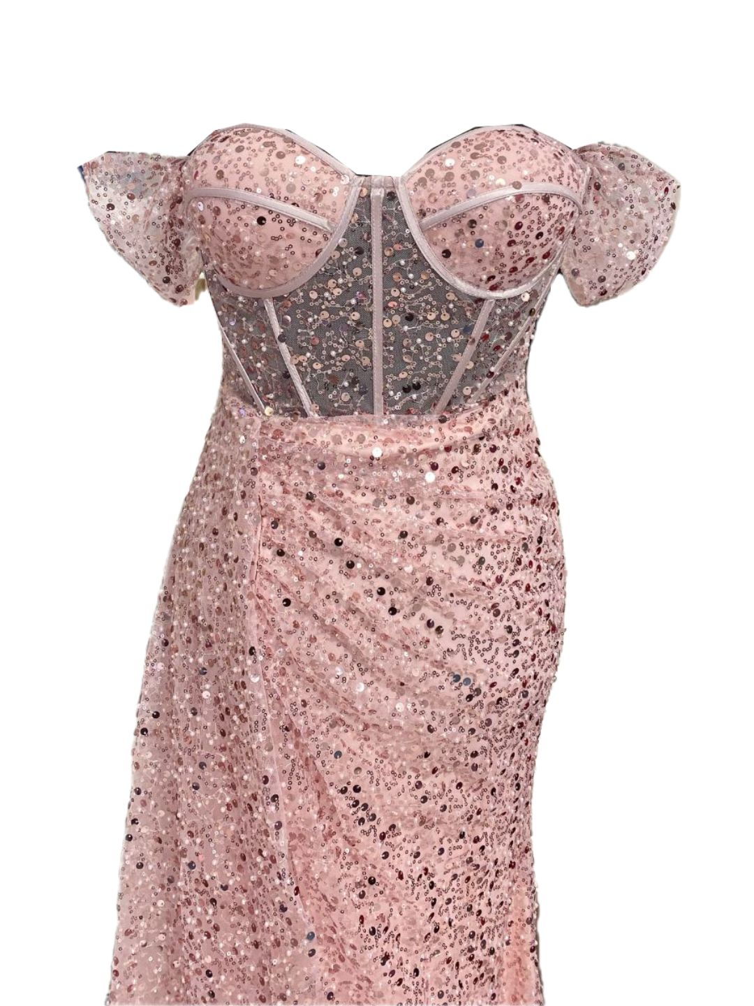 ABITO DA CERIMONIA ELEGANTE PAILETTES ROSA 8013