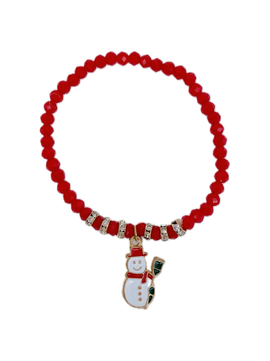 Bracciale Cristalli Rossi e Charm Natalizio Elasticizzato ❤️