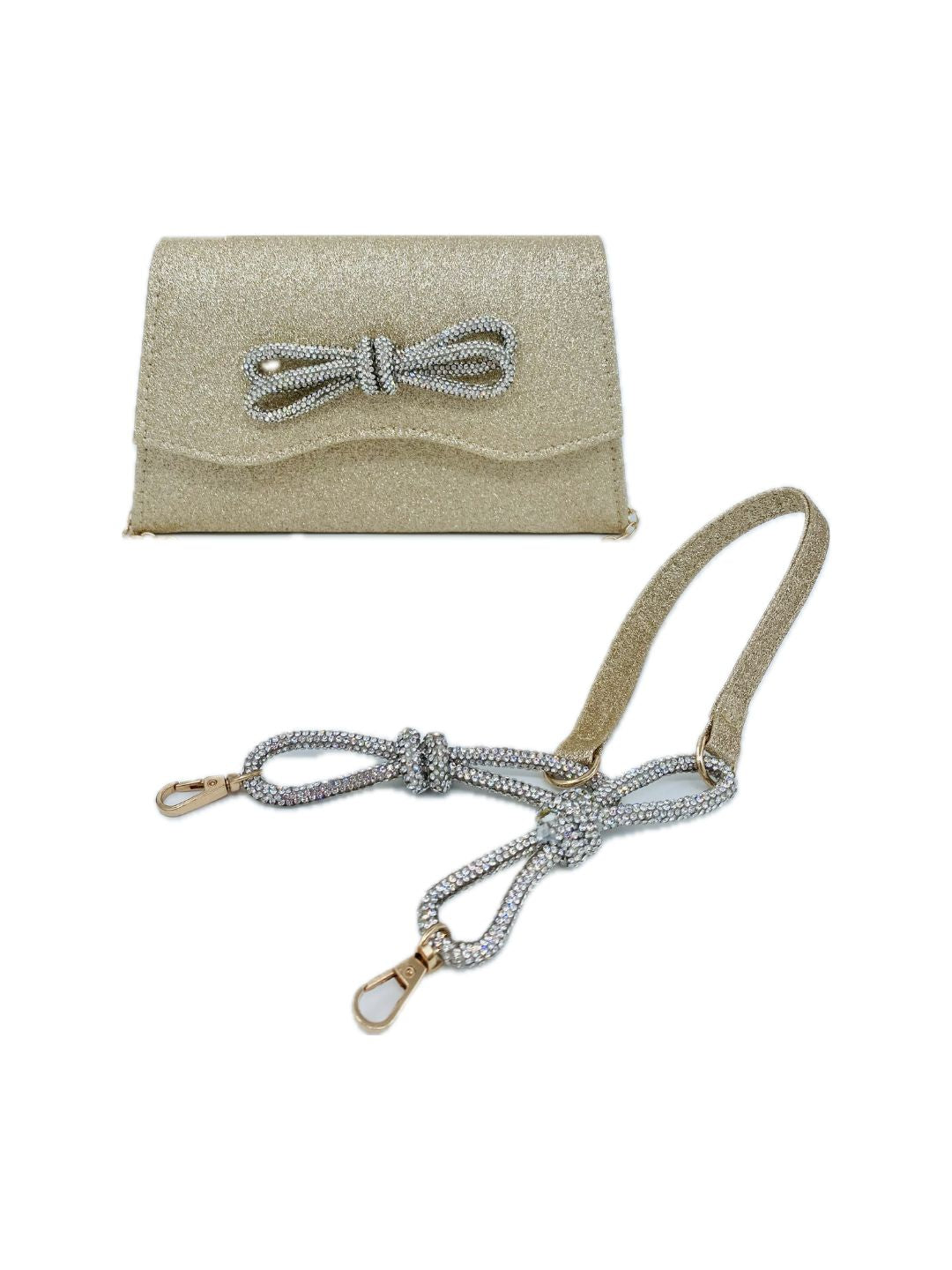 POCHETTE GLITTER FIOCCO ORO 2343