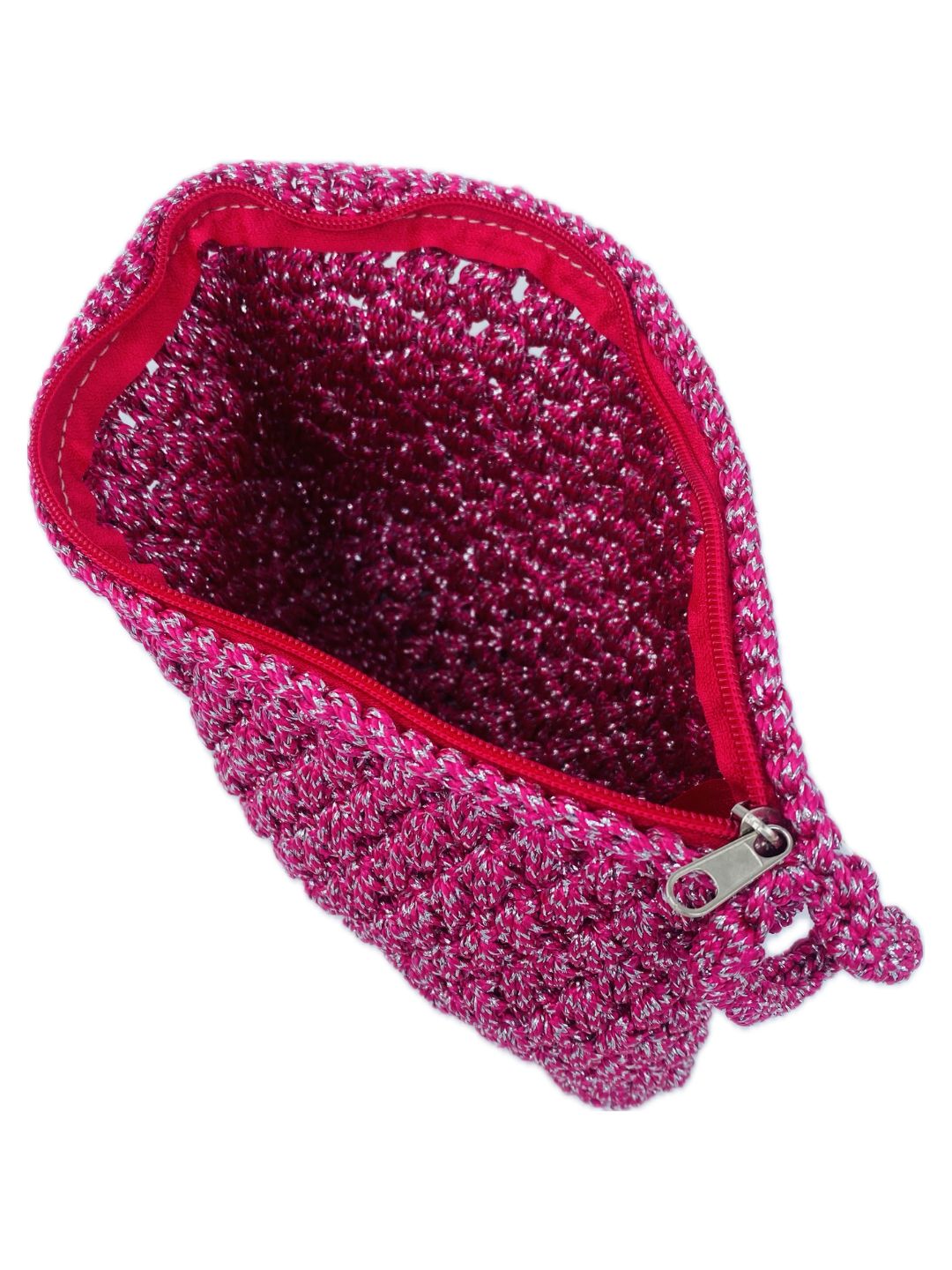 POCHETTE UNCINETTO Fucsia e argento lurex