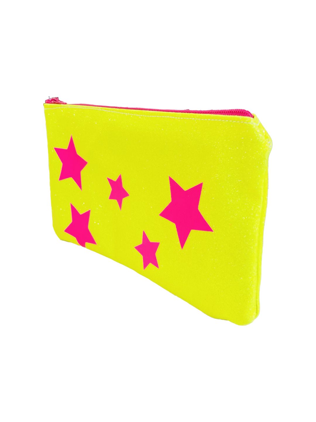 POCHETTE GLITTER GIALLO FLUO Stelle Fucsia Ribes Of LOVE
