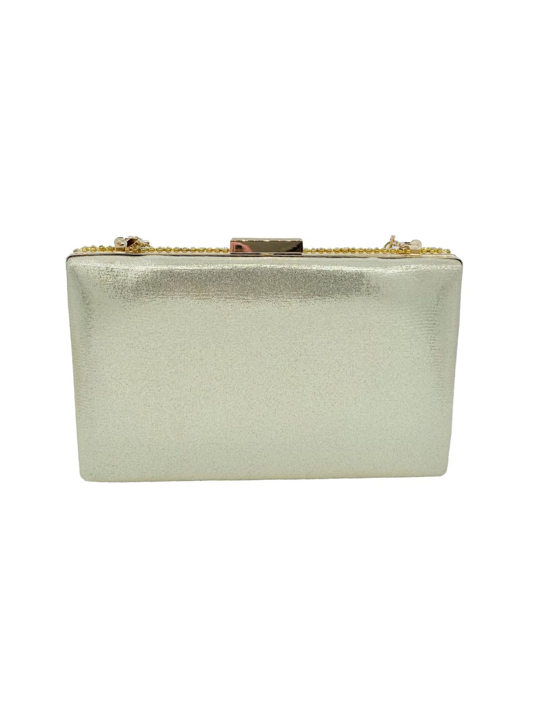 Pochette Clutch Rettangolare Frange Strass Oro 2329