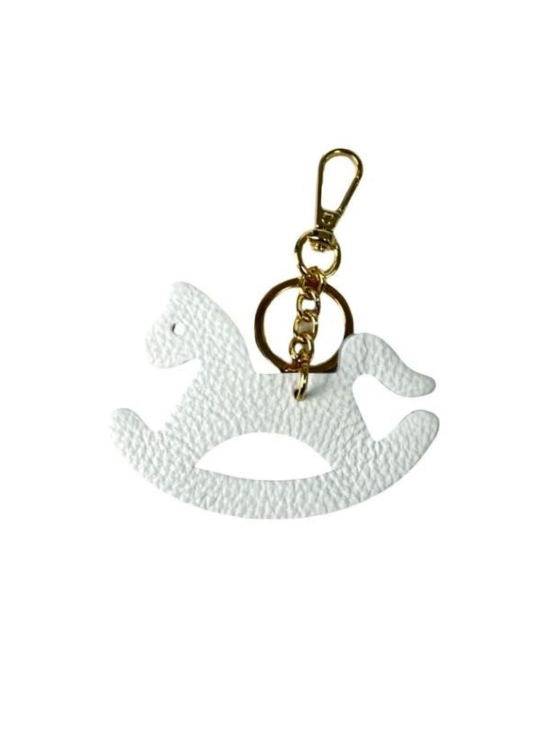 CAVALLO A DONDOLO PORTACHIAVI IN PELLE BIANCO 19002