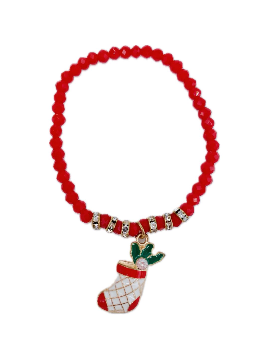 Bracciale Cristalli Rossi e Charm Natalizio Elasticizzato ❤️