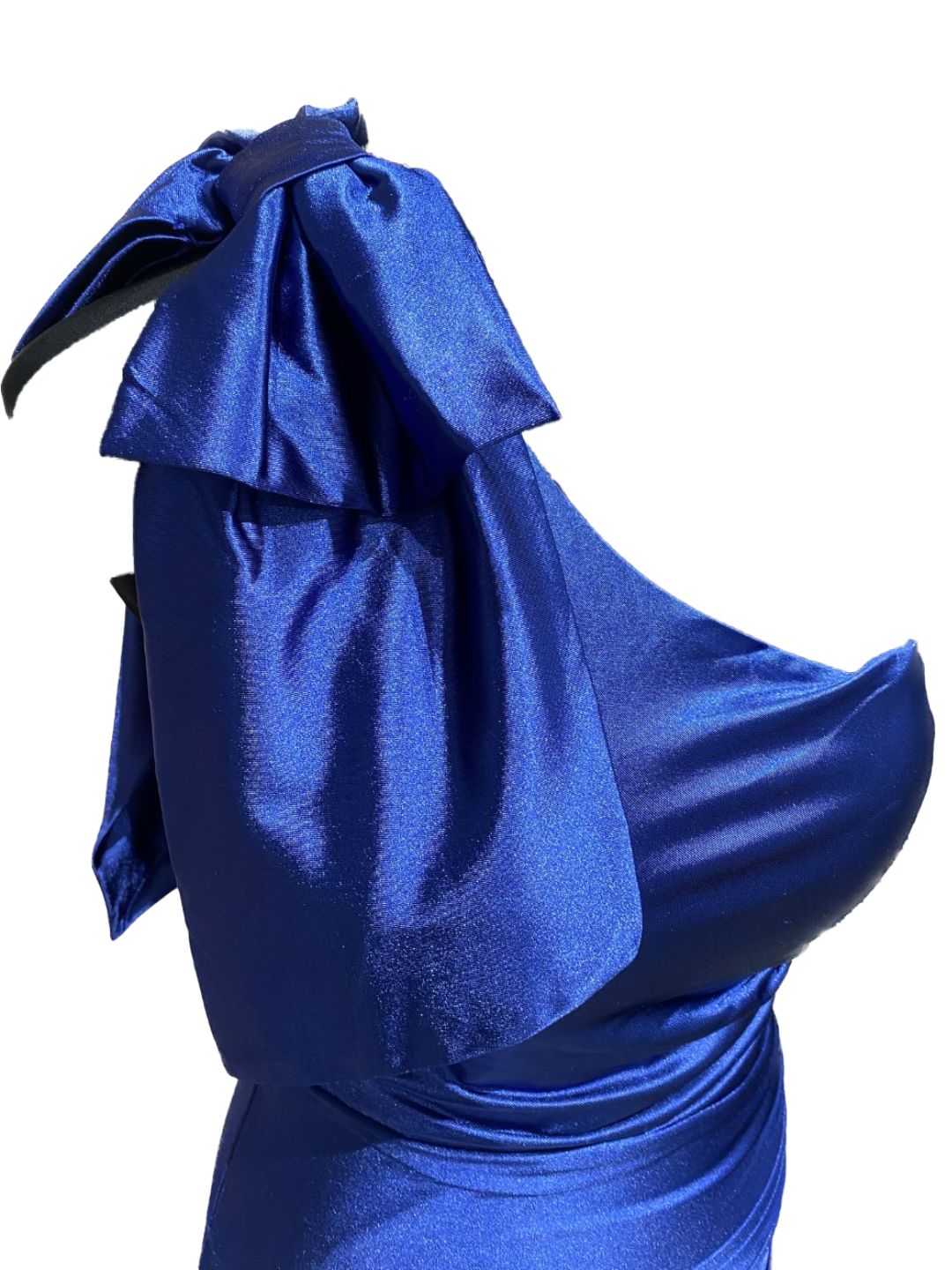 ABITO DA CERIMONIA MONOSPALLA IN RASO BLU NOTTE 146