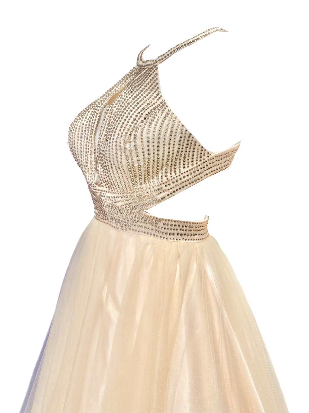 ABITO CERIMONIA Strass e Tulle Oro 722