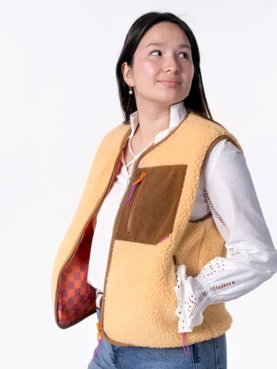 Gilet da donna Sherpa Beige