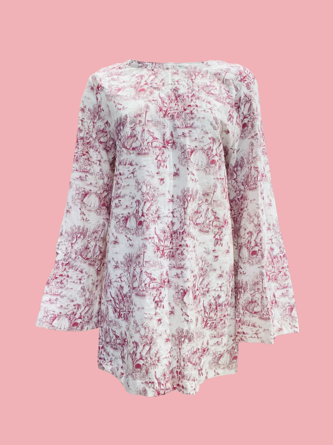 Abito Luana in Toile de jouy Rosa Ribes of LOVE