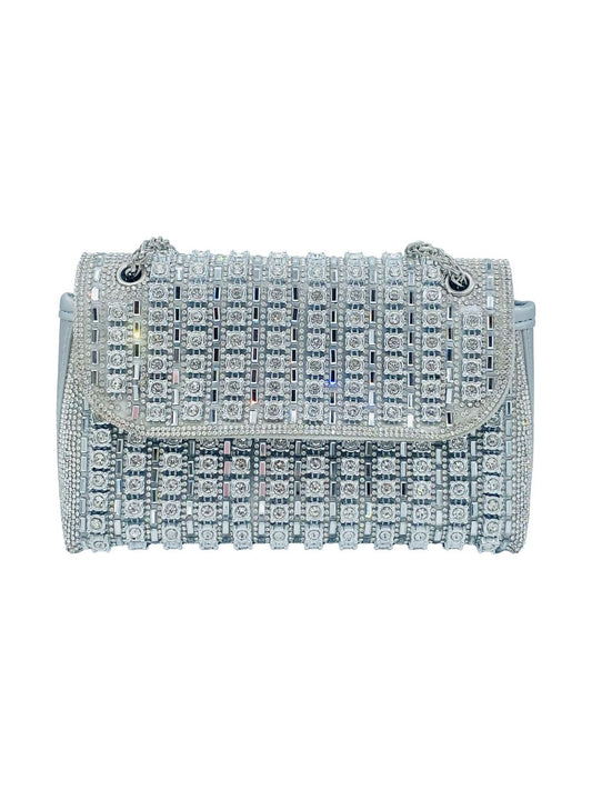 Pochette a Spalla con Strass Argento 9202