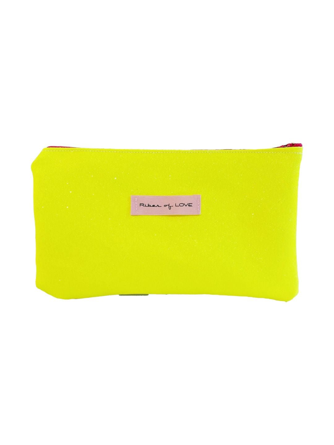 POCHETTE GLITTER GIALLO FLUO Stelle Fucsia Ribes Of LOVE