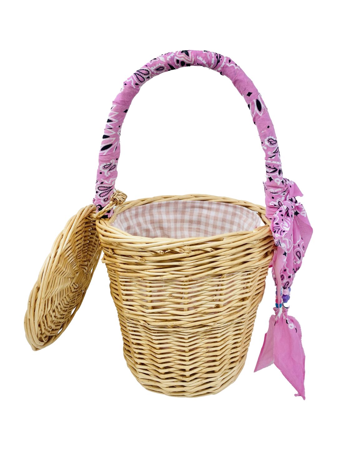 BORSA SECCHIELLO IN VIMINI Bandana rosa