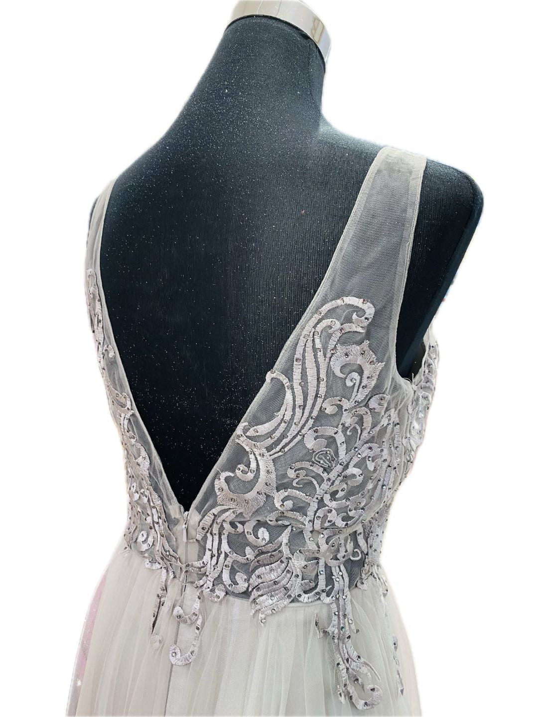 ABITO CERIMONIA TULLE GRIGIO PERLA 203