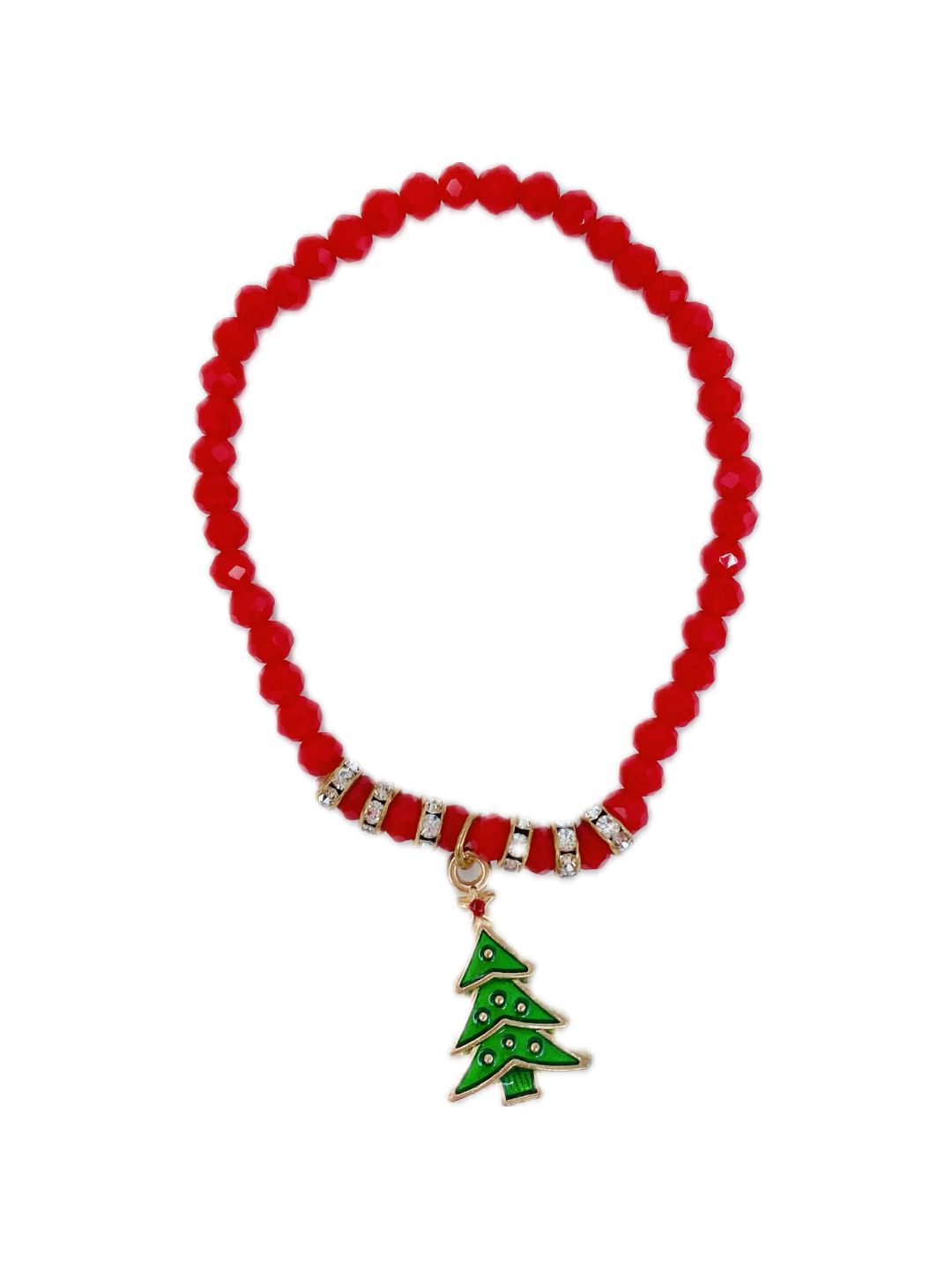 Bracciale Cristalli Rossi e Charm Natalizio Elasticizzato ❤️