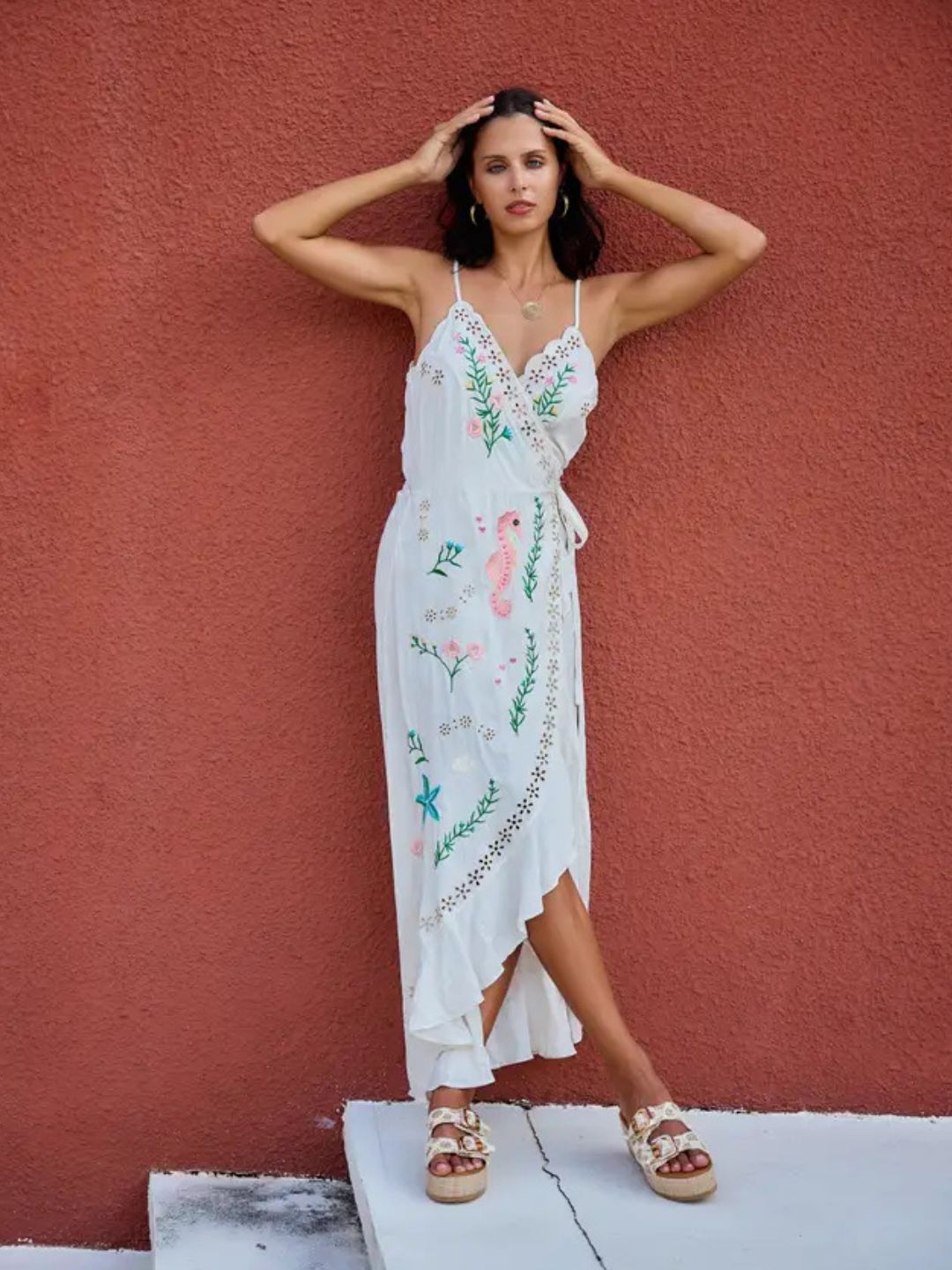 Abito Portafoglio Ricamato Boho Chic 56SD3033-1797