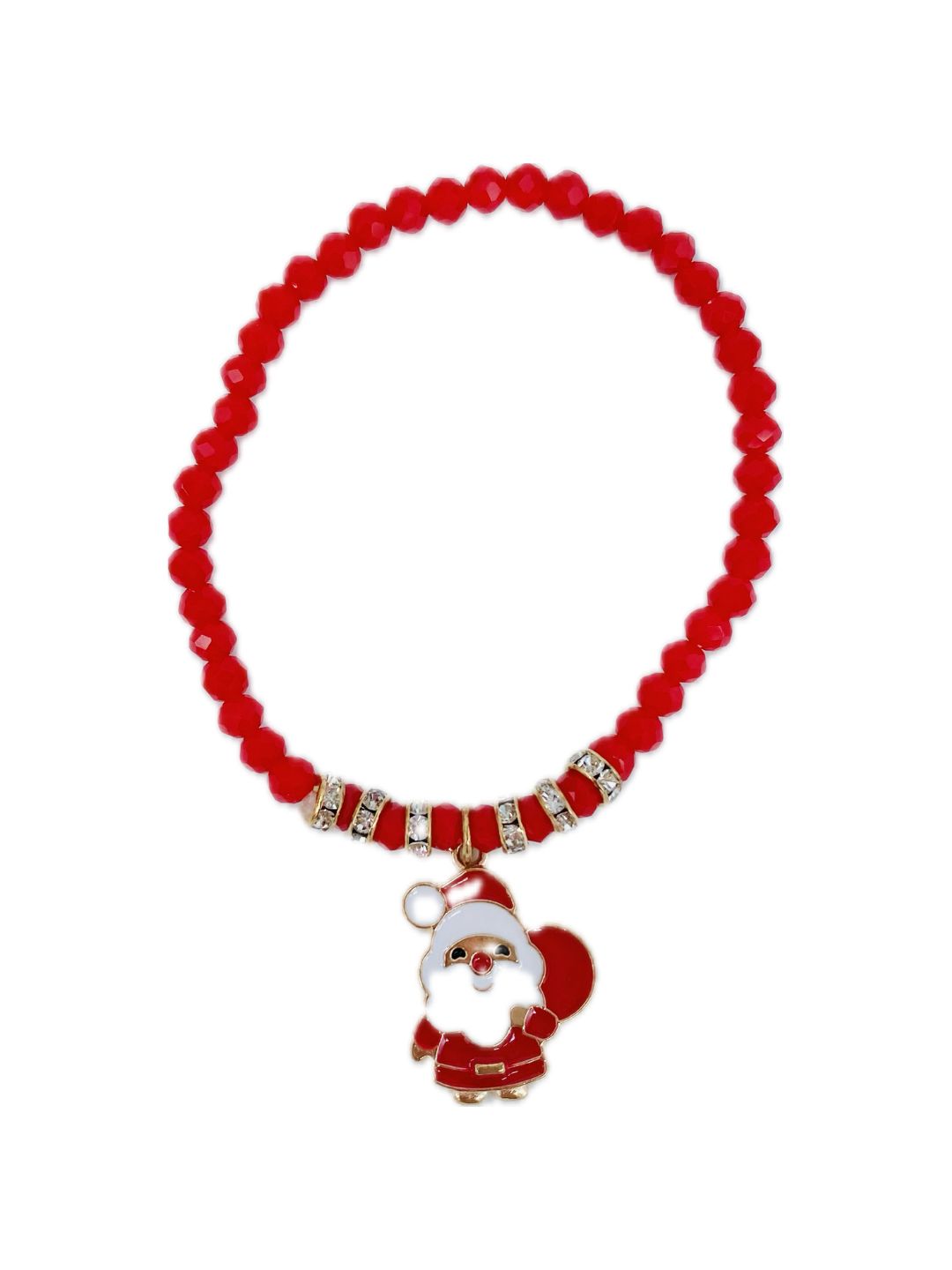 Bracciale Cristalli Rossi e Charm Natalizio Elasticizzato ❤️