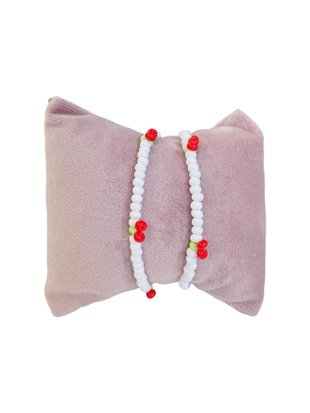 Bracciale Doppio Giro Ciliegie Perline bianche π