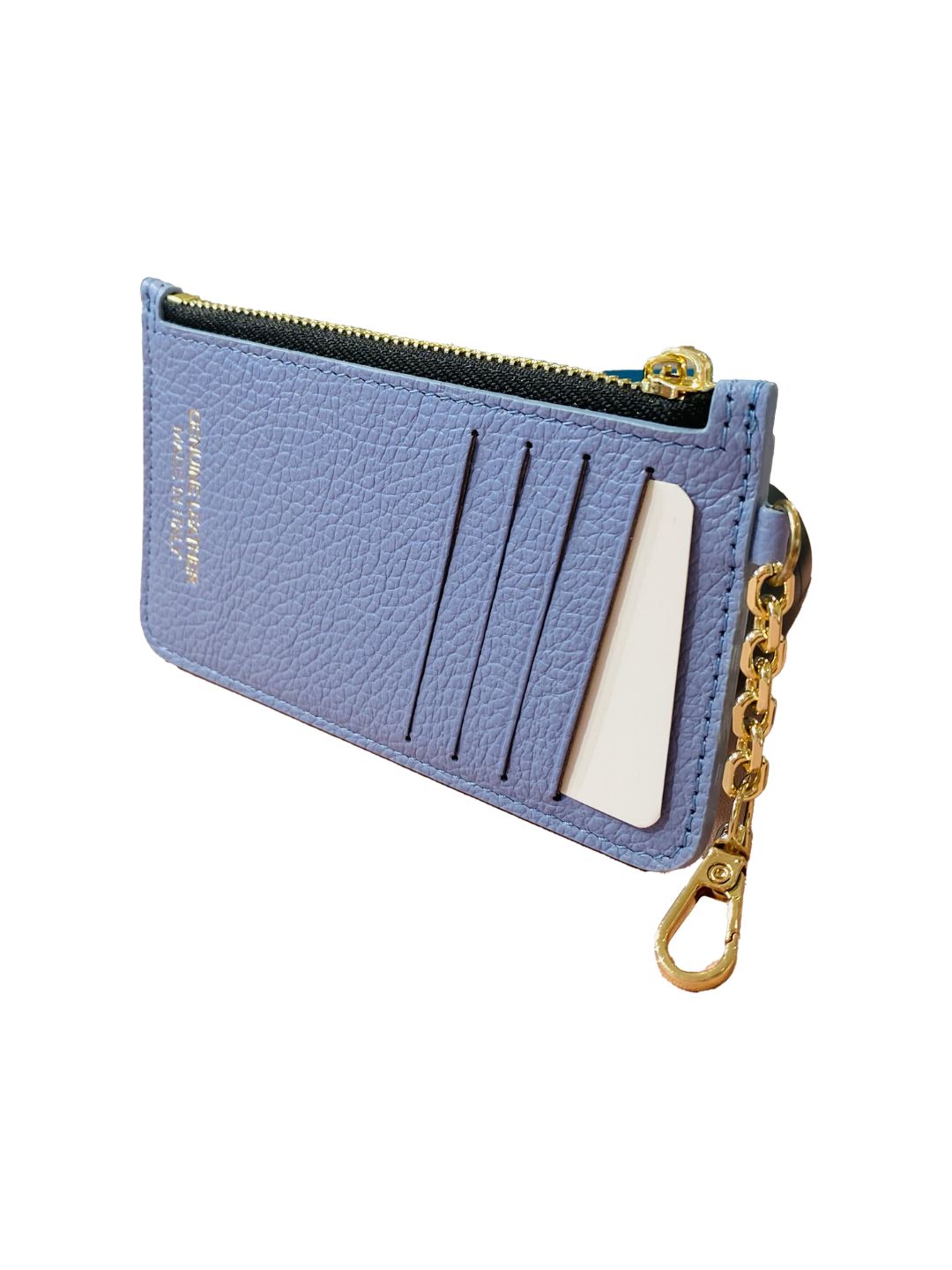 Portacarte con Moschettone in Pelle Azzurro 135