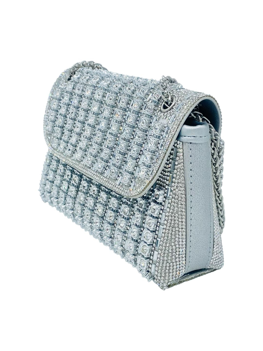 Pochette a Spalla con Strass Argento 9202