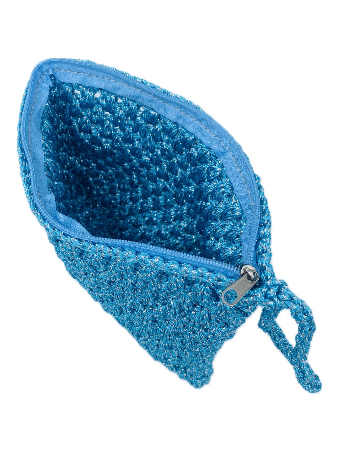 POCHETTE UNCINETTO Turchese e argento lurex