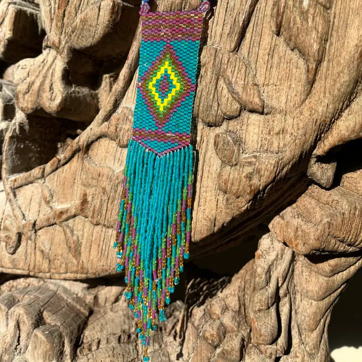 COLLANA DI PERLE INDIANE A DOPPIO FILO – TURCHESE & LILLA