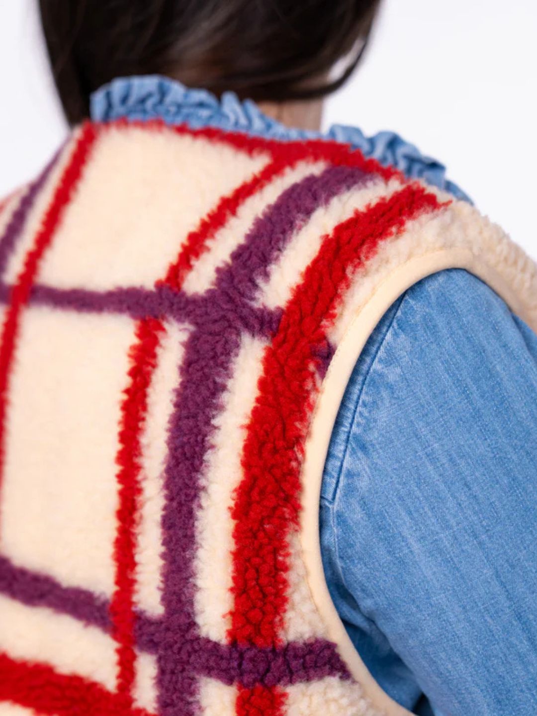 Gilet da donna Sherpa Quadri